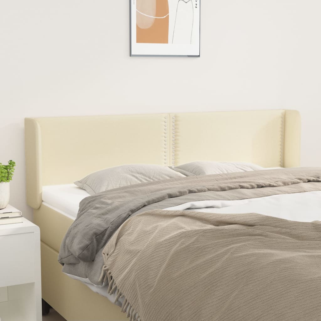 vidaXL Tăblie de pat cu aripioare crem 147x16x78/88 cm piele ecologică