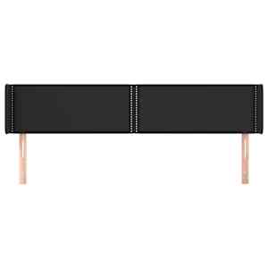 vidaXL Kopfteil mit Ohren Schwarz 163x16x78/88 cm Kunstleder