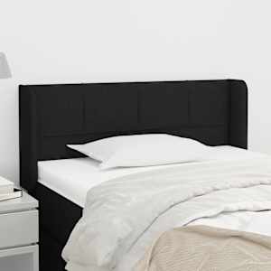 Čelo postele typu ušák černé 83 x 16 x 78/88 cm textil - obrázek 1
