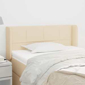 Vzglavje z ušesi krem 83x16x78/88 cm blago