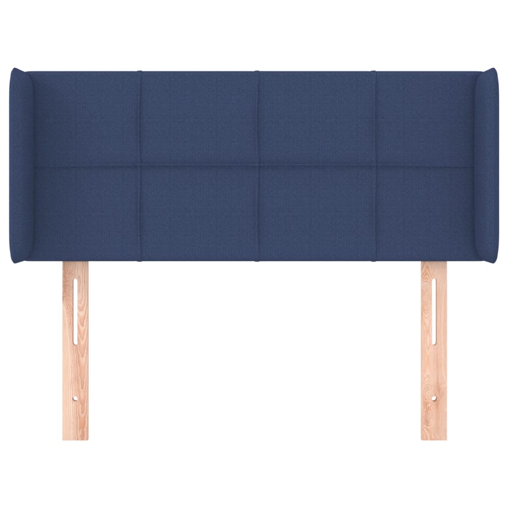 vidaXL Cabeceira de cama c/ abas tecido 83x16x78/88 cm azul