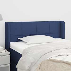 Čelo postele typu ušák modré 83 x 16 x 78/88 cm textil - obrázek 1