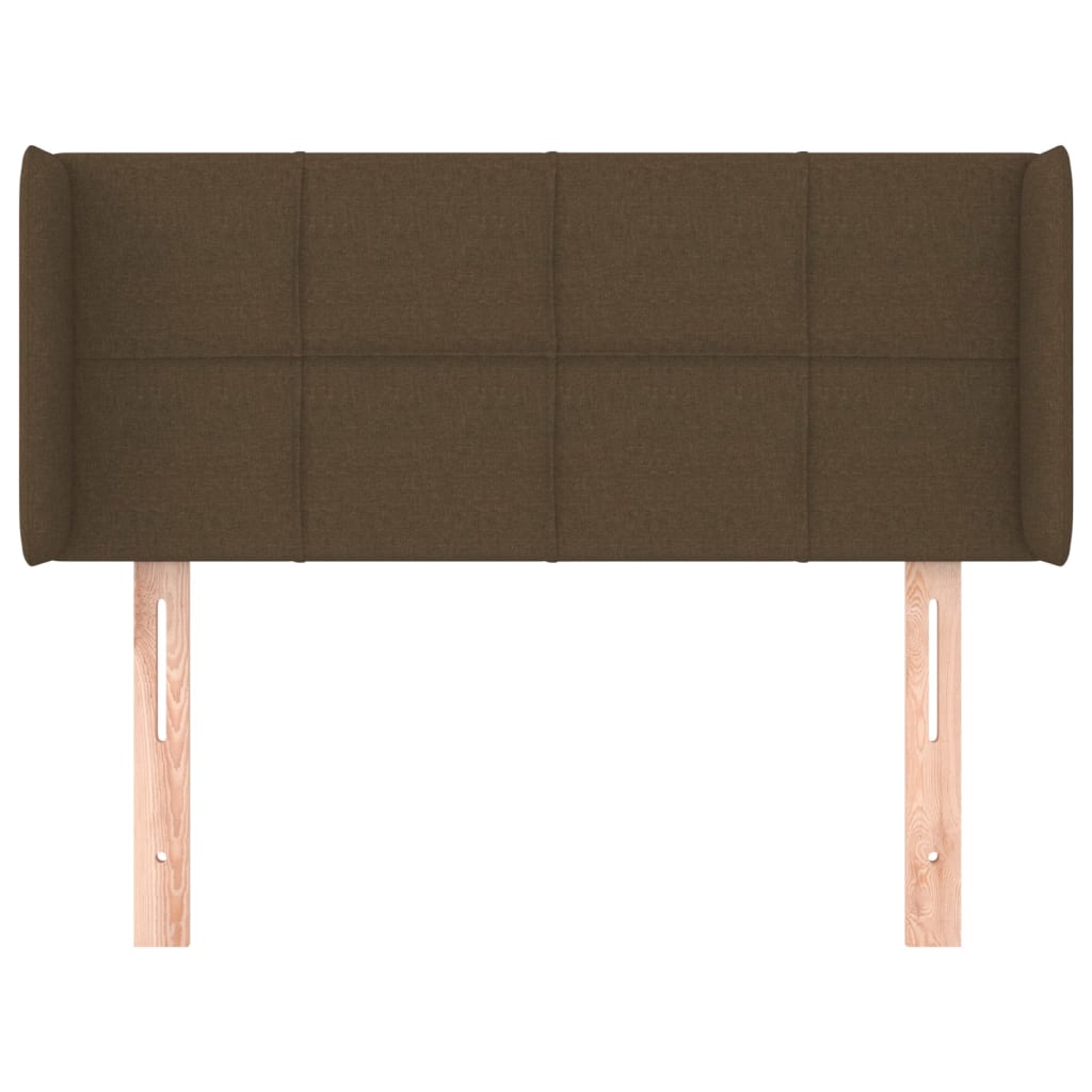 vidaXL Cabeceira de cama c/ abas tecido 93x16x78/88 cm castanho-escuro