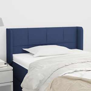 Čelo postele typu ušák modré 93 x 16 x 78/88 cm textil - obrázek 1