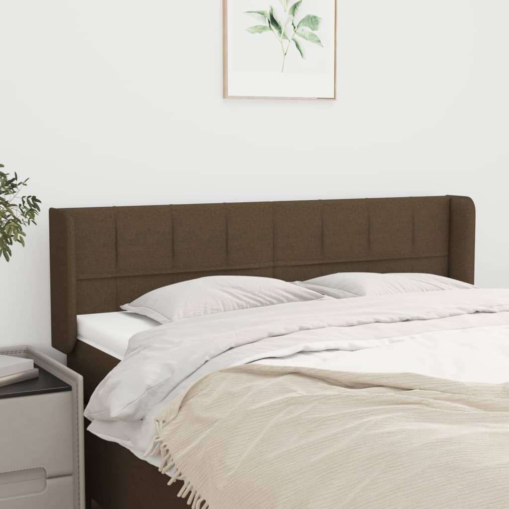 vidaXL Tăblie de pat cu aripioare maro închis 147x16x78/88 cm textil