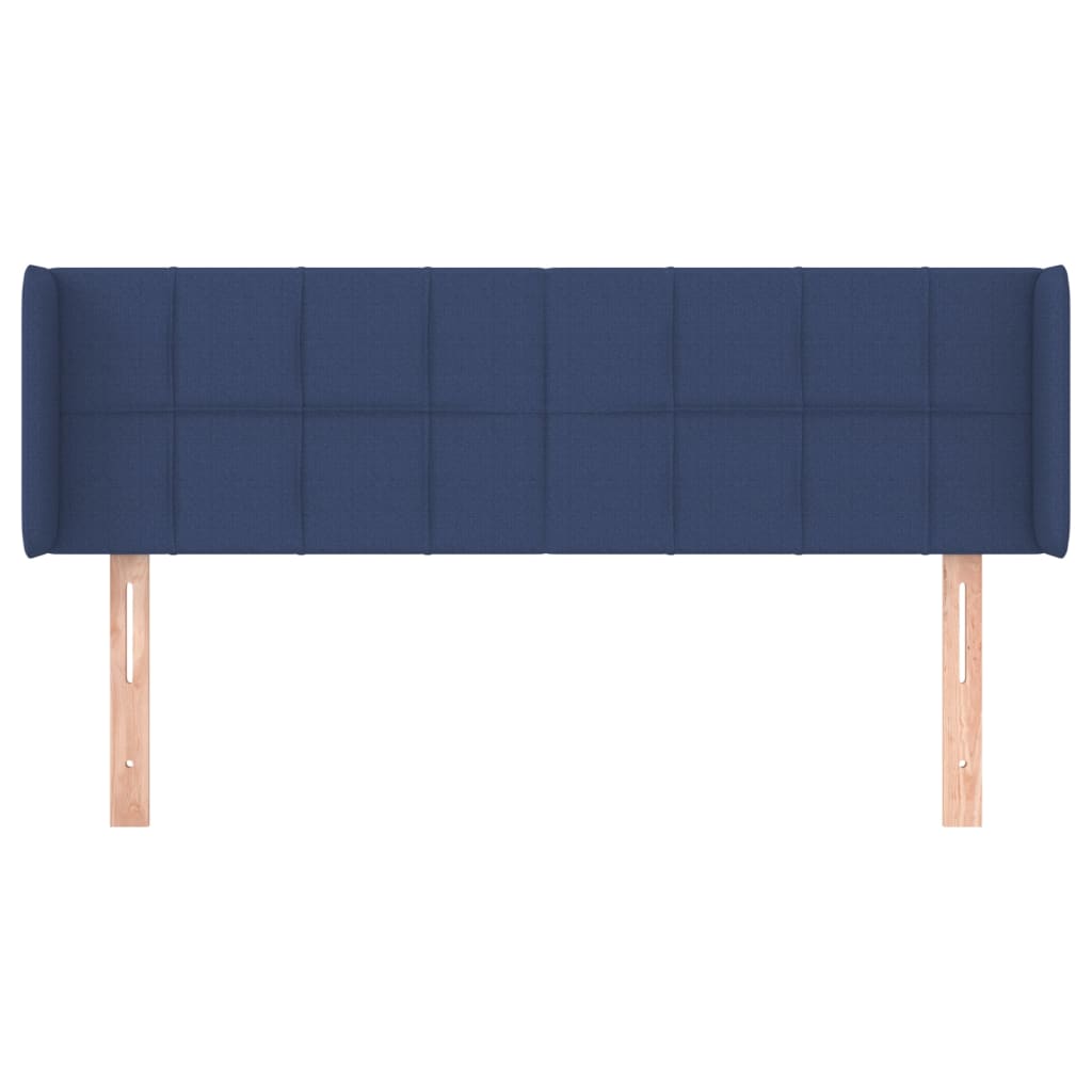 vidaXL Hoofdbord met randen 147x16x78/88 cm stof blauw afbeelding