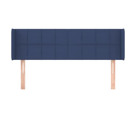 vidaXL Cabeceira de cama c/ abas tecido 147x16x78/88 cm azul