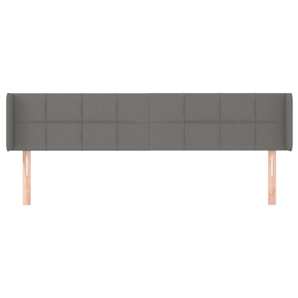 vidaXL Hoofdbord met randen 163x16x78/88 cm stof donkergrijs afbeelding
