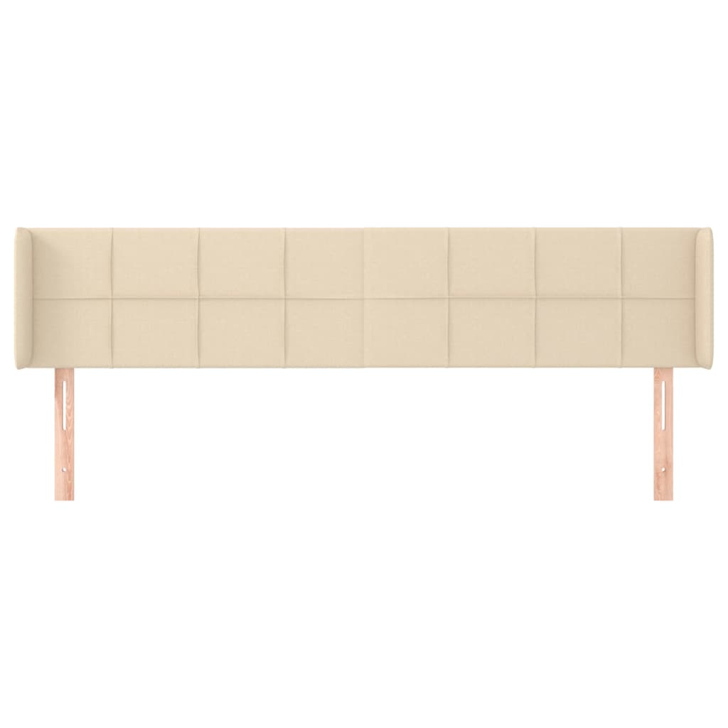 vidaXL Hoofdbord met randen 163x16x78/88 cm stof crèmekleurig afbeelding