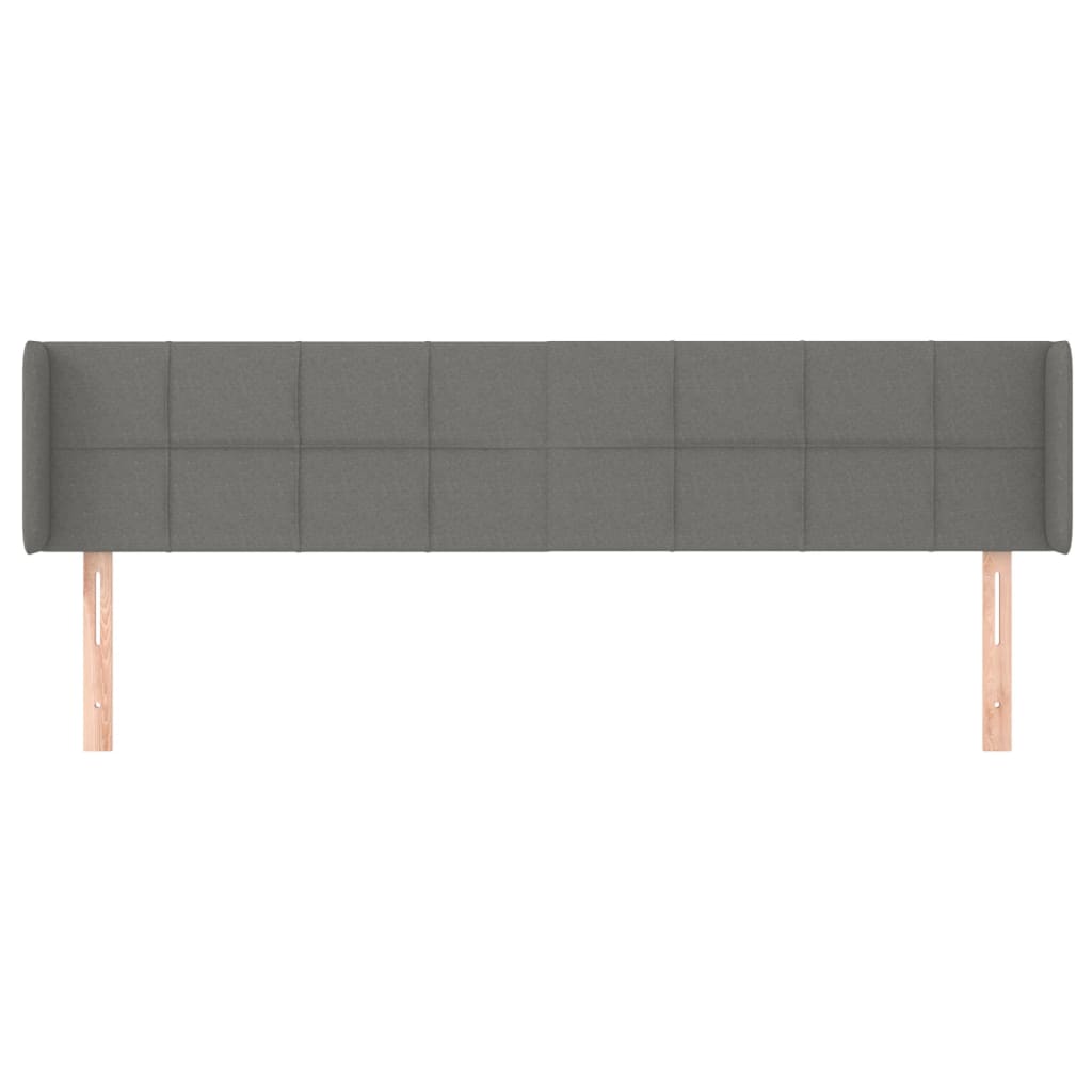 vidaXL Hoofdbord met randen 203x16x78/88 cm stof donkergrijs afbeelding