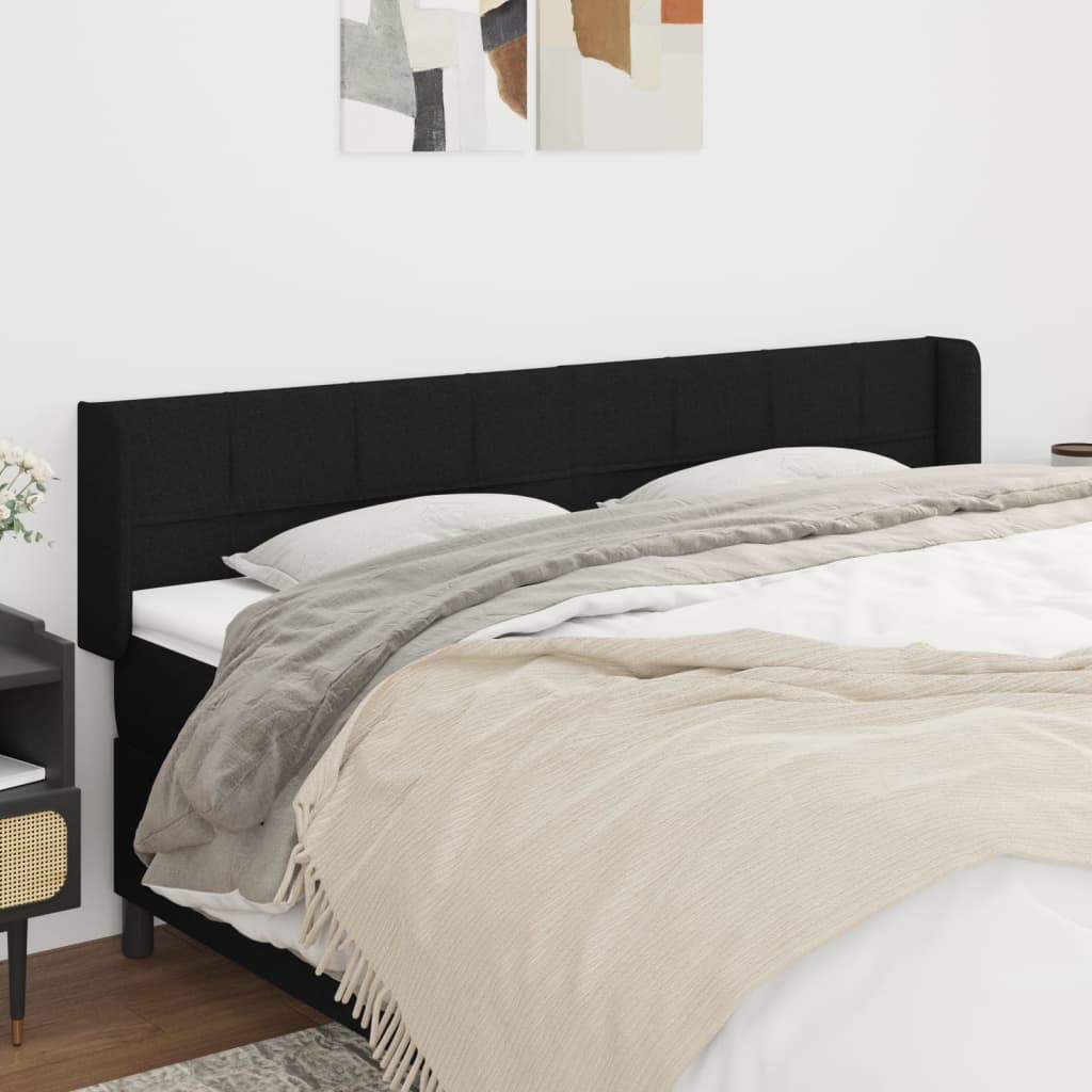 vidaXL Tăblie de pat cu aripioare negru 203x16x78/88 cm textil