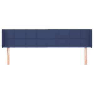 Čelo postele typu ušák modré 203 x 16 x 78/88 cm textil - obrázek 3