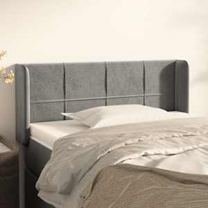 Čelo postele typu ušák světle šedé 83x16x78/88 cm samet - obrázek 1