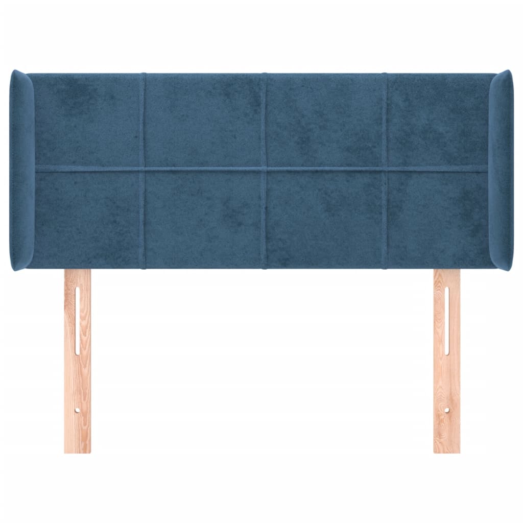 vidaXL Cabeceira de cama c/ abas veludo 83x16x78/88 cm azul-escuro