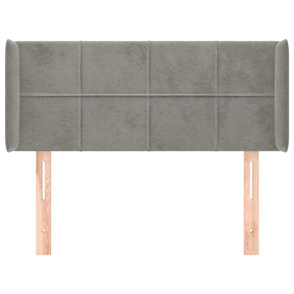 vidaXL Hoofdbord met randen 93x16x78/88 cm fluweel lichtgrijs grijs, foto 2