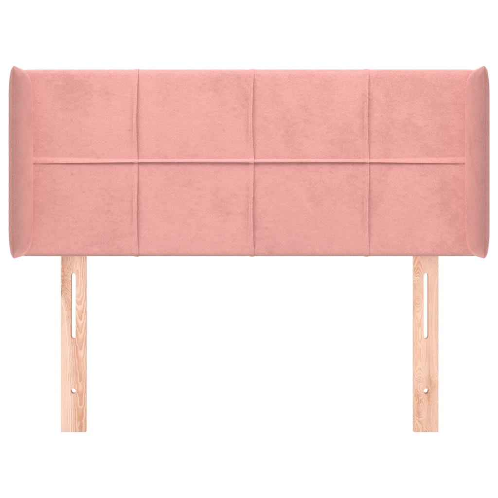 vidaXL Hoofdbord met randen 93x16x78/88 cm fluweel roze afbeelding