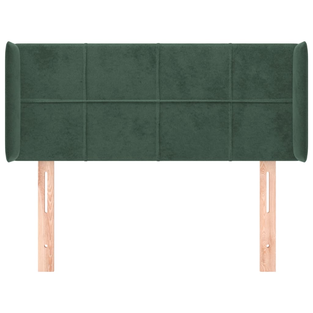 vidaXL Hoofdbord met randen 103x16x78/88 cm fluweel donkergroen afbeelding