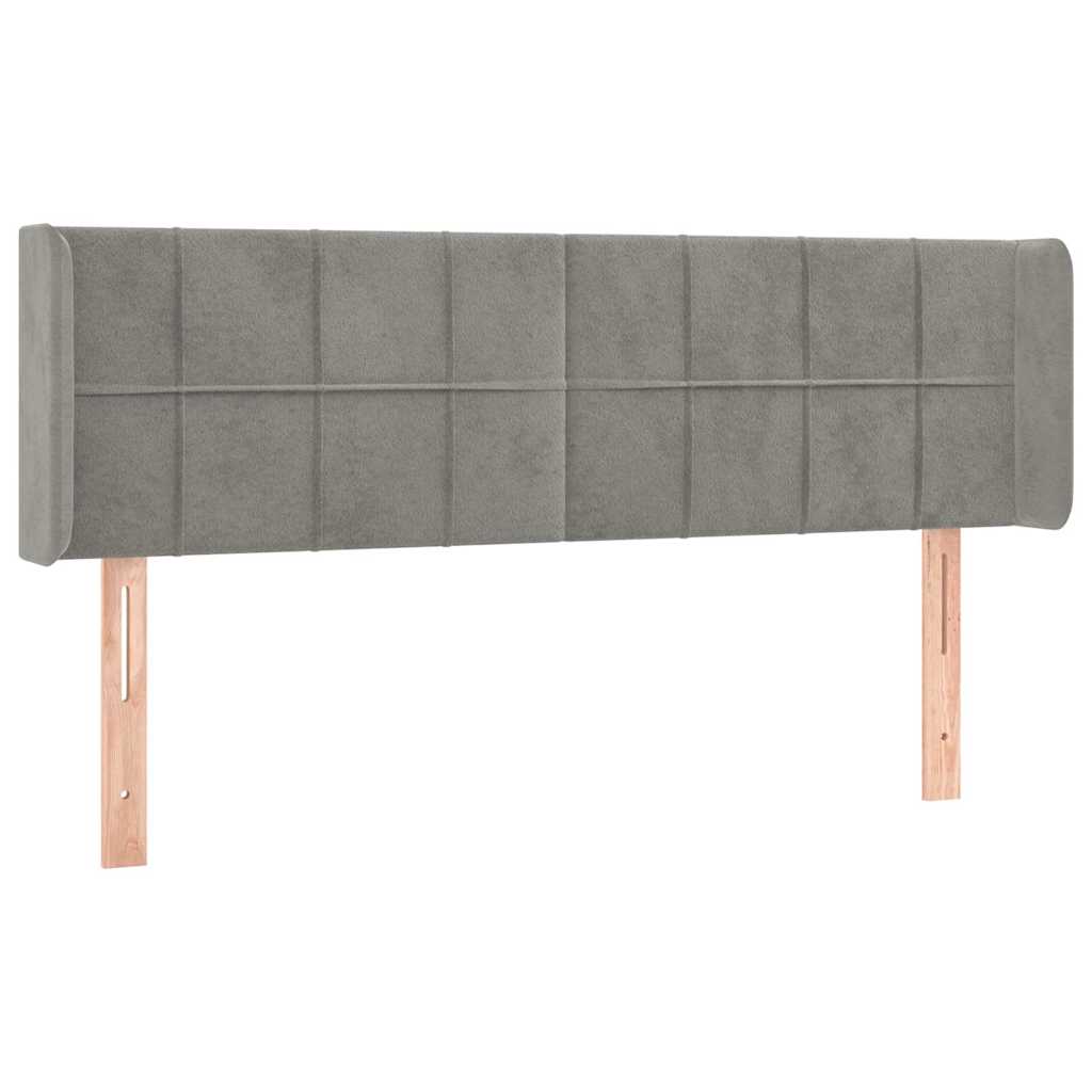 vidaXL Čelo postele typu ušák světle šedé 147x16x78/88 cm samet