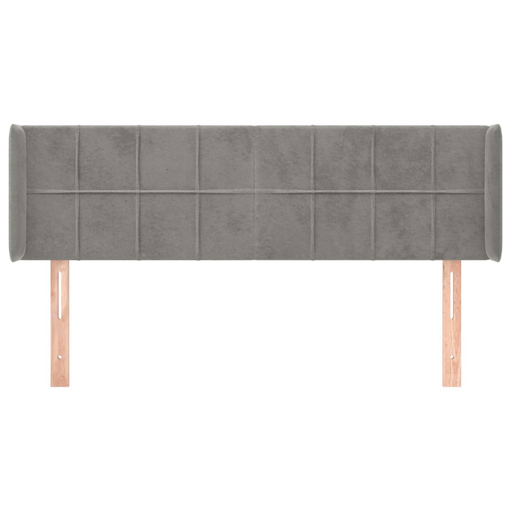 vidaXL Hoofdbord met randen 147x16x78/88 cm fluweel lichtgrijs grijs, foto 2