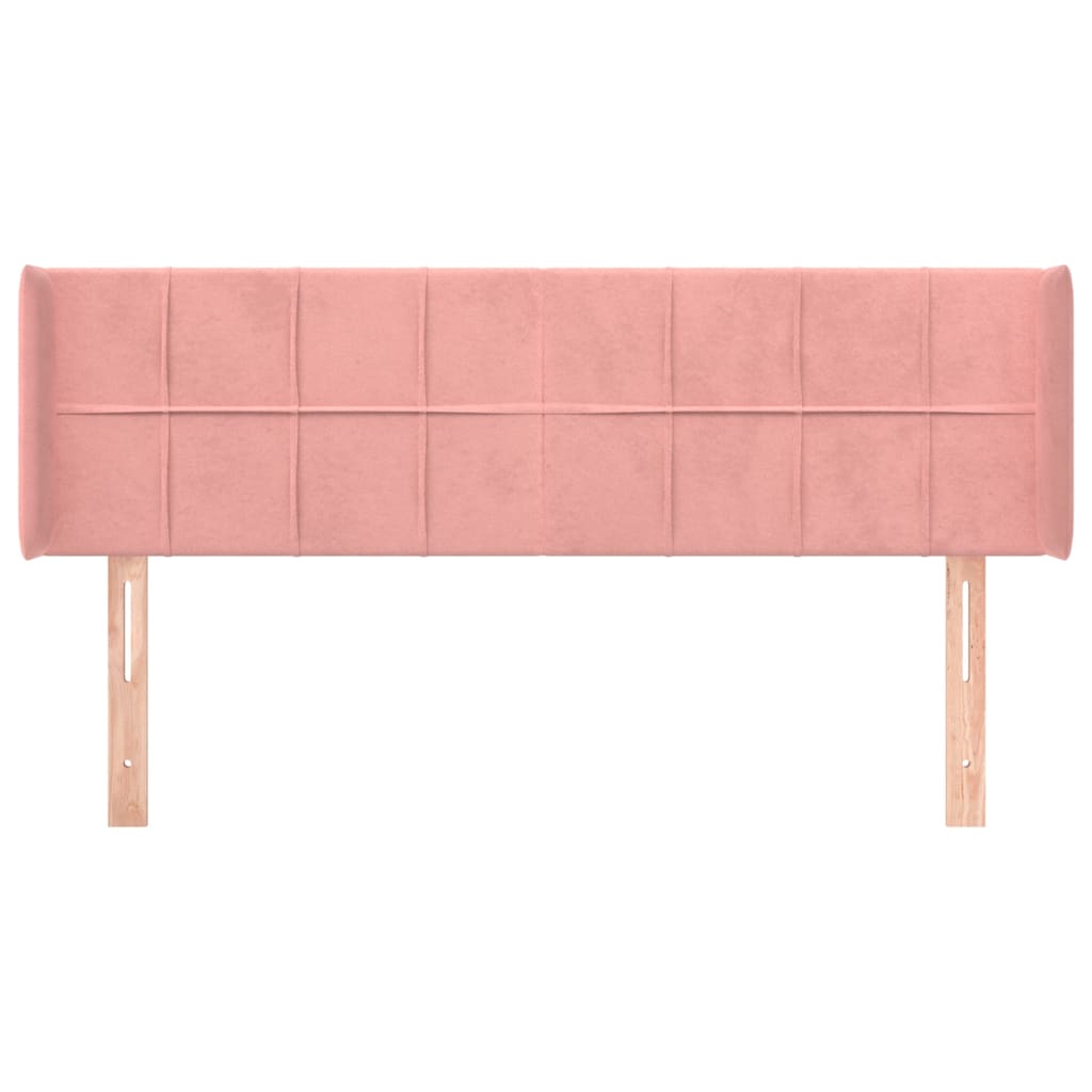 vidaXL Hoofdbord met randen 147x16x78/88 cm fluweel roze afbeelding