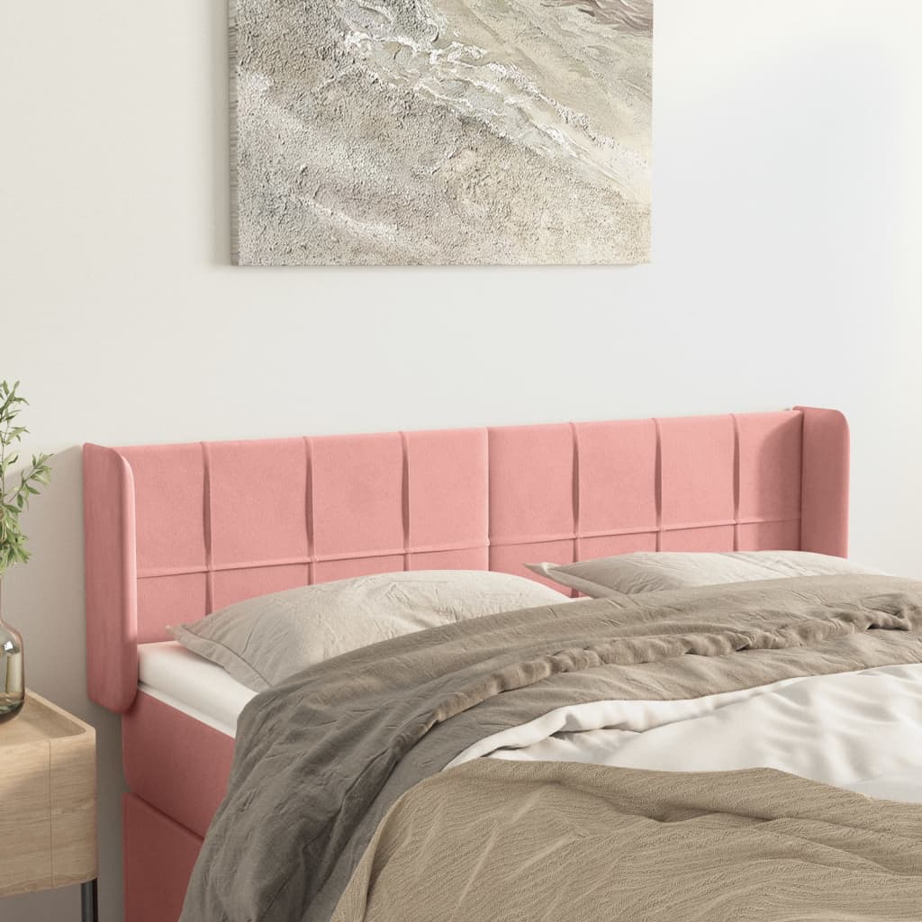 vidaXL Kopfteil mit Ohren Rosa 147x16x78/88 cm Samt