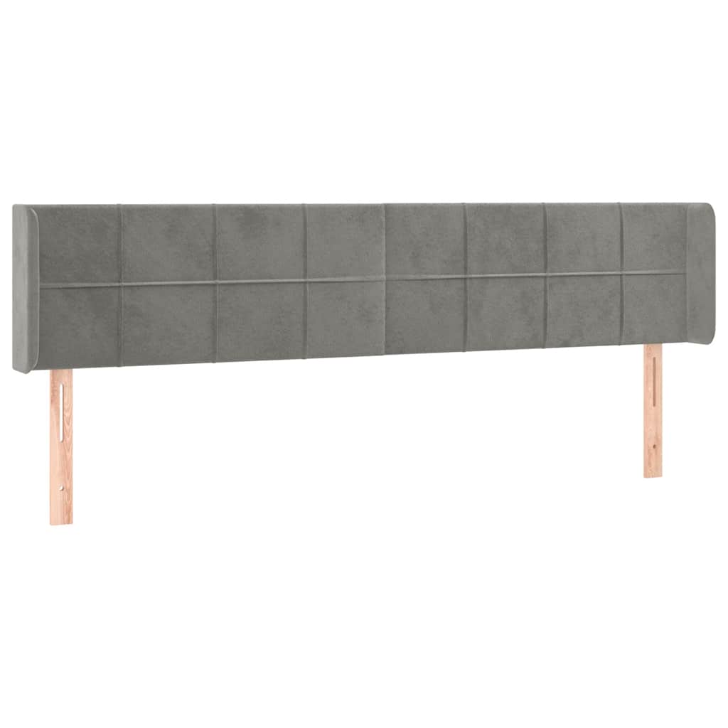 vidaXL Hoofdbord met randen 163x16x78/88 cm fluweel lichtgrijs grijs, foto 3