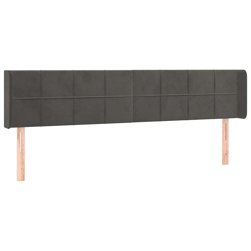 vidaXL Čelo postele typu ušák tmavě šedé 163x16x78/88 cm samet