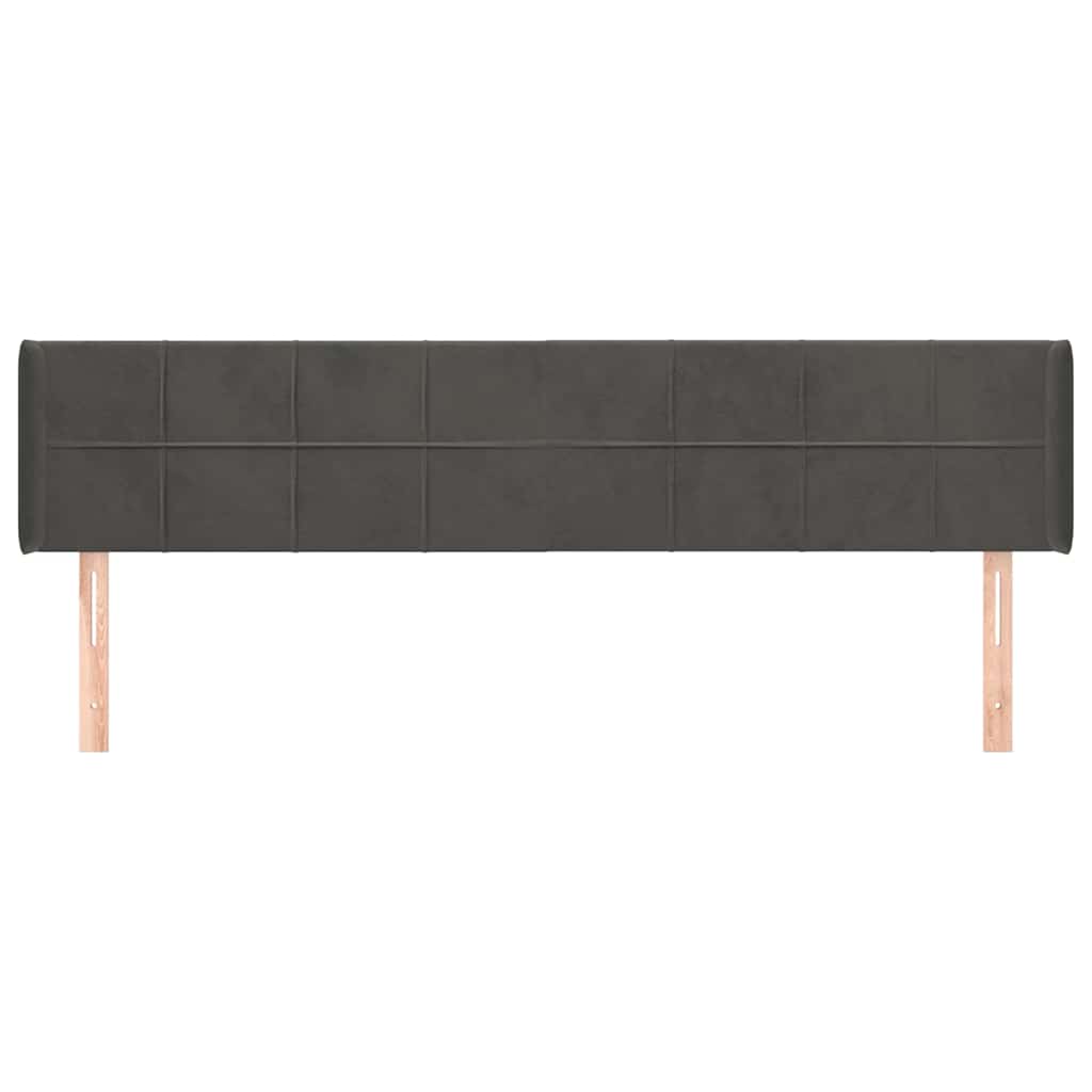 vidaXL Hoofdbord met randen 163x16x78/88 cm fluweel donkergrijs grijs, foto 2