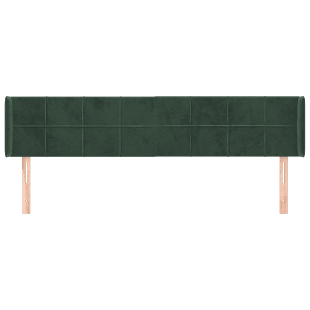 vidaXL Hoofdbord met randen 163x16x78/88 cm fluweel donkergroen afbeelding