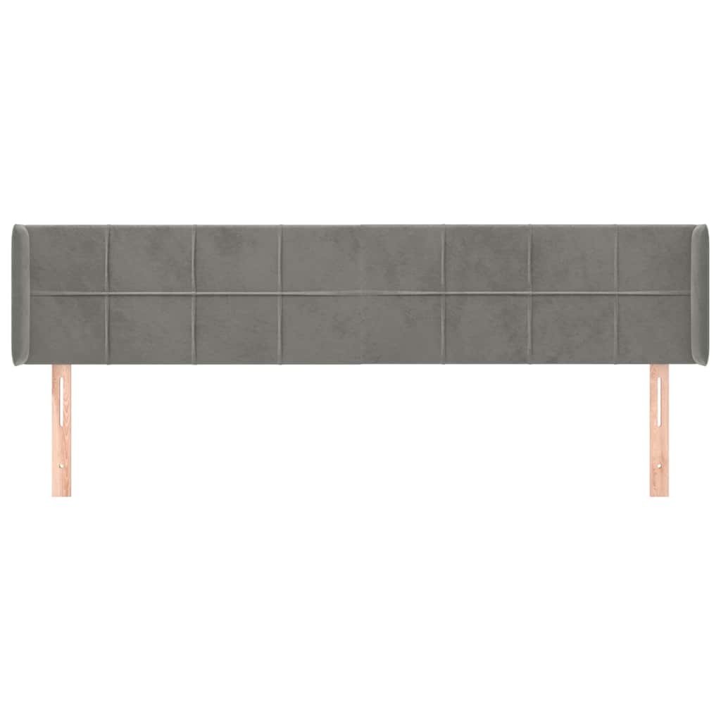 vidaXL Hoofdbord met randen 183x16x78/88 cm fluweel lichtgrijs grijs, foto 2
