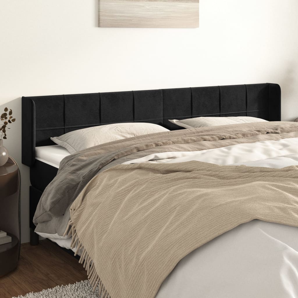 vidaXL Tăblie de pat cu aripioare negru 183x16x78/88 cm catifea