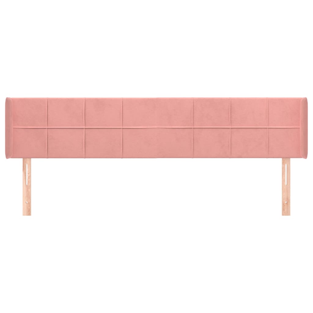 vidaXL Hoofdbord met randen 183x16x78/88 cm fluweel roze afbeelding