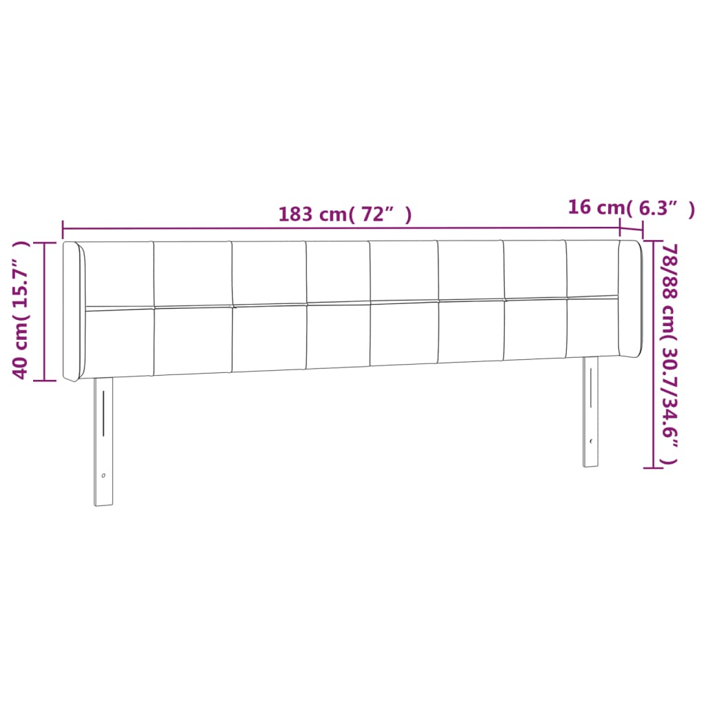 Tăblie de pat cu aripioare roz 183x16x78/88 cm catifea