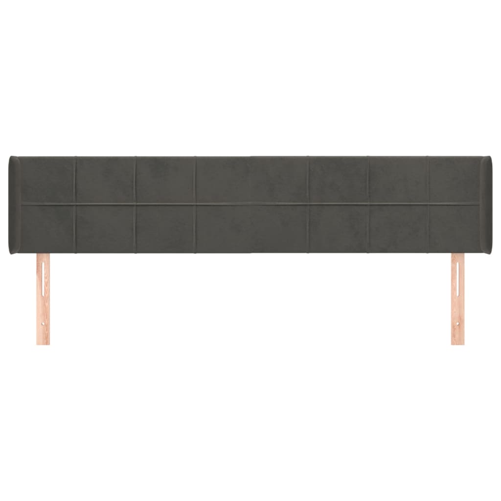 vidaXL Hoofdbord met randen 203x16x78/88 cm fluweel donkergrijs afbeelding