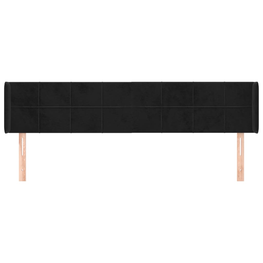 vidaXL Hoofdbord met randen 203x16x78/88 cm fluweel zwart afbeelding