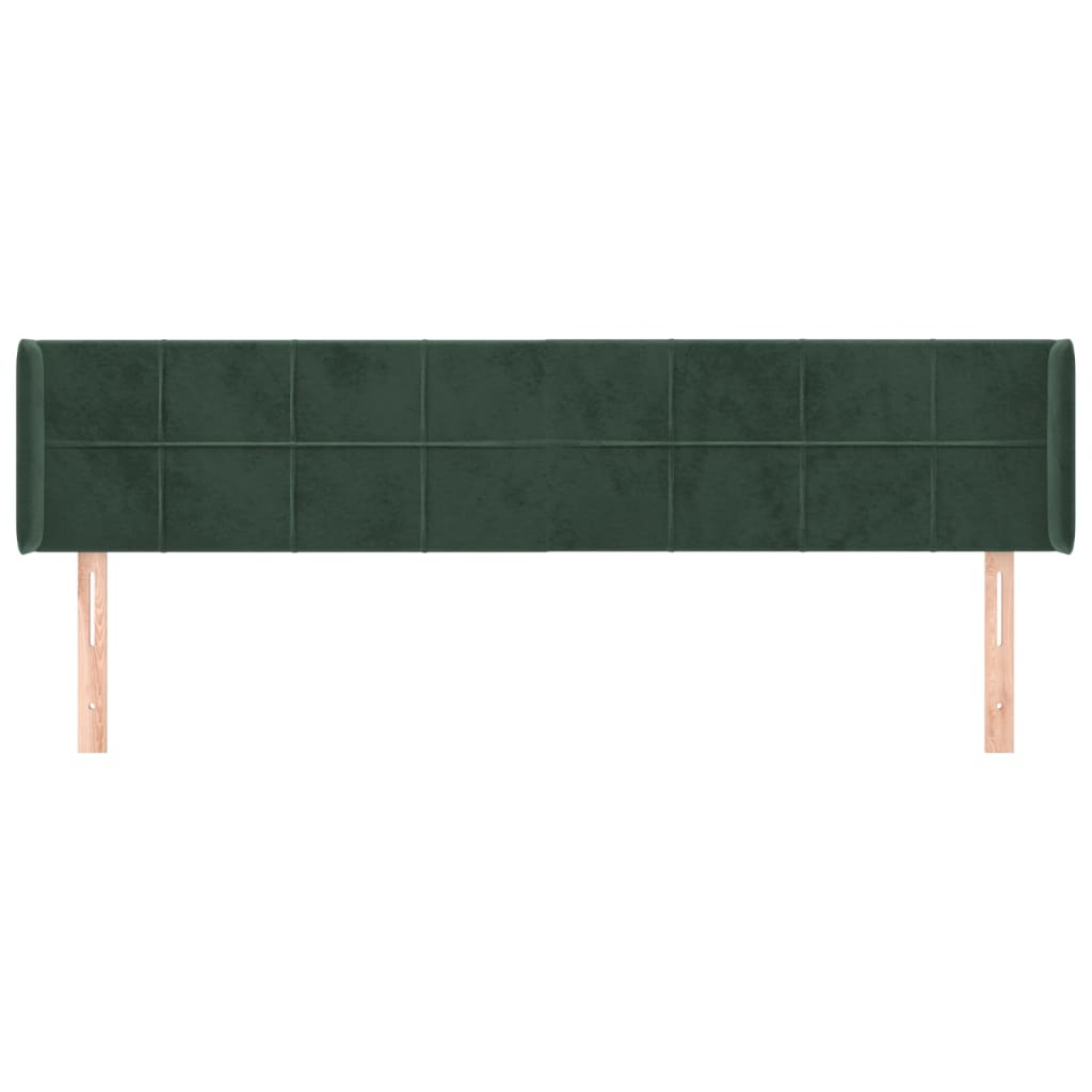 vidaXL Hoofdbord met randen 203x16x78/88 cm fluweel donkergroen afbeelding