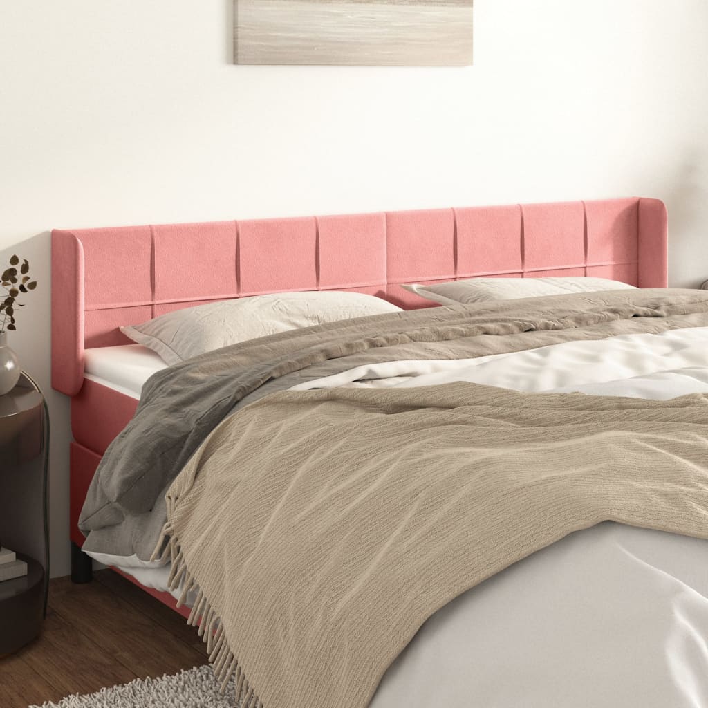 vidaXL Kopfteil mit Ohren Rosa 203x16x78/88 cm Samt