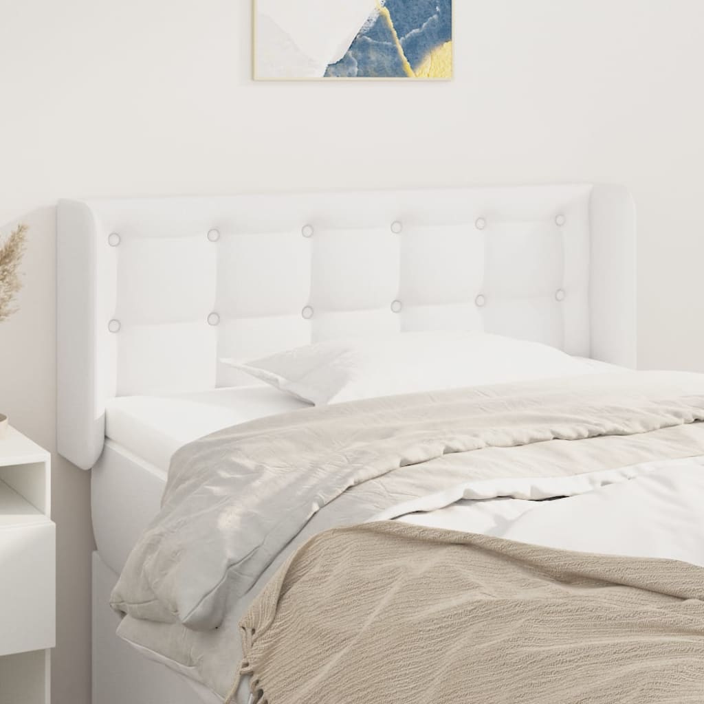 vidaXL Tăblie de pat cu aripioare alb 83x16x78/88 cm piele ecologică