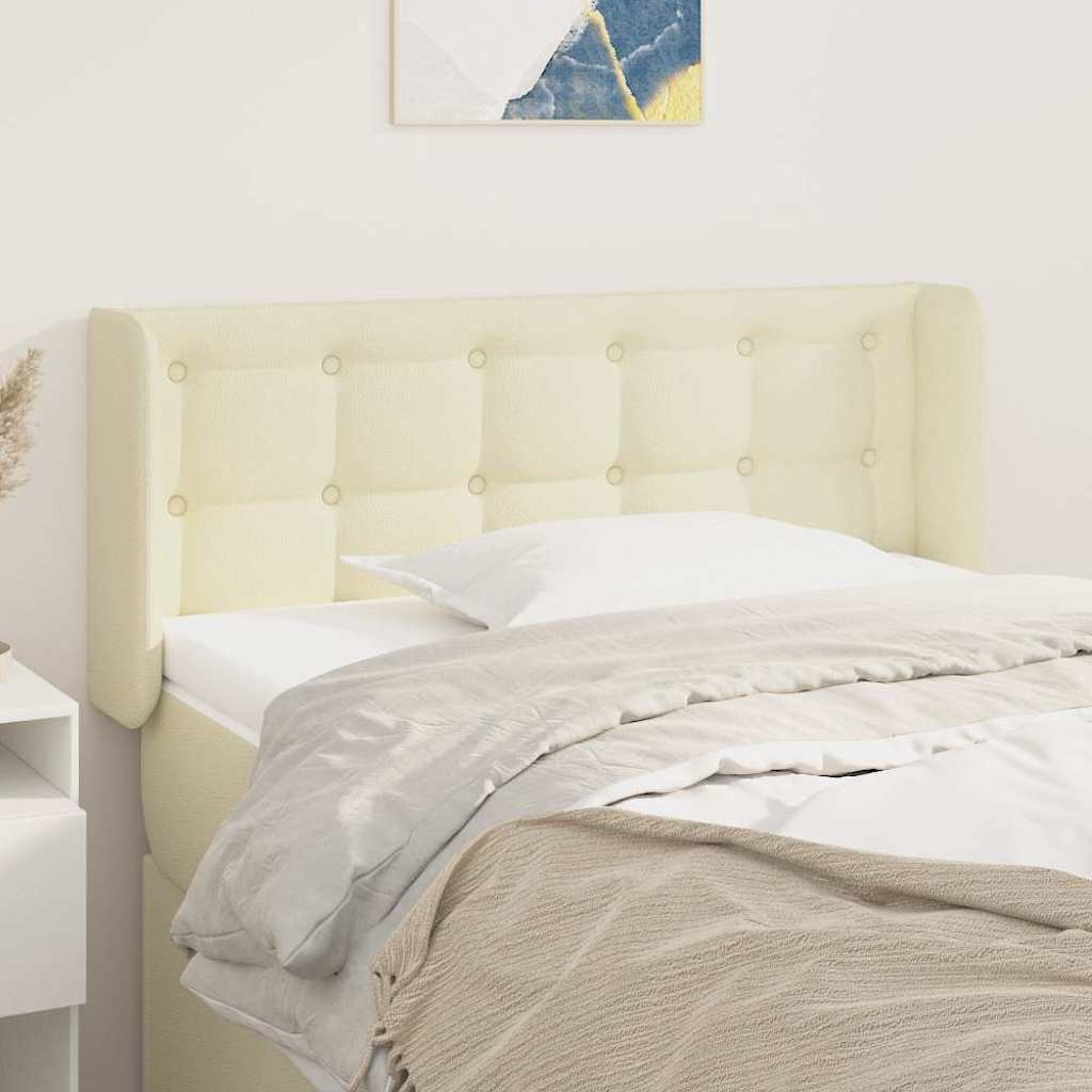 vidaXL sengegavl med kanter 103x16x78/88 cm kunstlæder cremefarvet