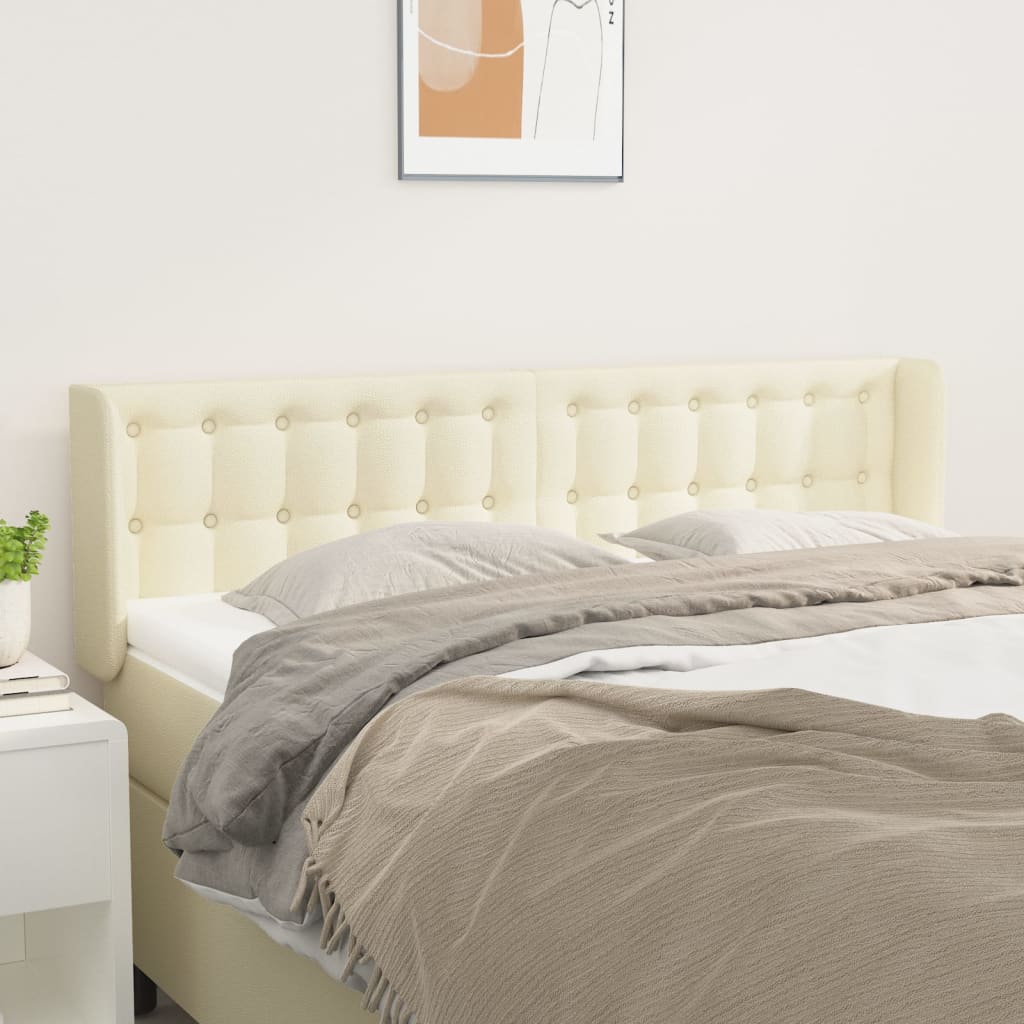 vidaXL Tăblie de pat cu aripioare crem 147x16x78/88 cm piele ecologică