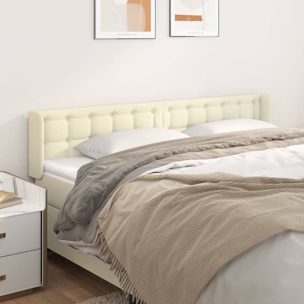 vidaXL Tăblie de pat cu aripioare crem 183x16x78/88 cm piele ecologică