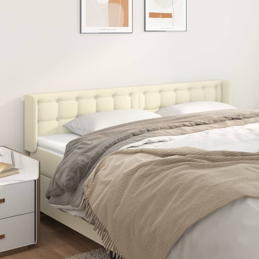 vidaXL Tăblie de pat cu aripioare crem 203x16x78/88 cm piele ecologică