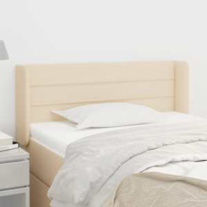 Vzglavje z ušesi krem 83x16x78/88 cm blago