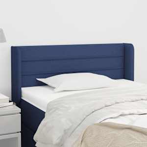 Čelo postele typu ušák modré 83 x 16 x 78/88 cm textil - obrázek 1