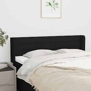 Čelo postele typu ušák černé 147x16x78/88 cm textil - obrázek 1