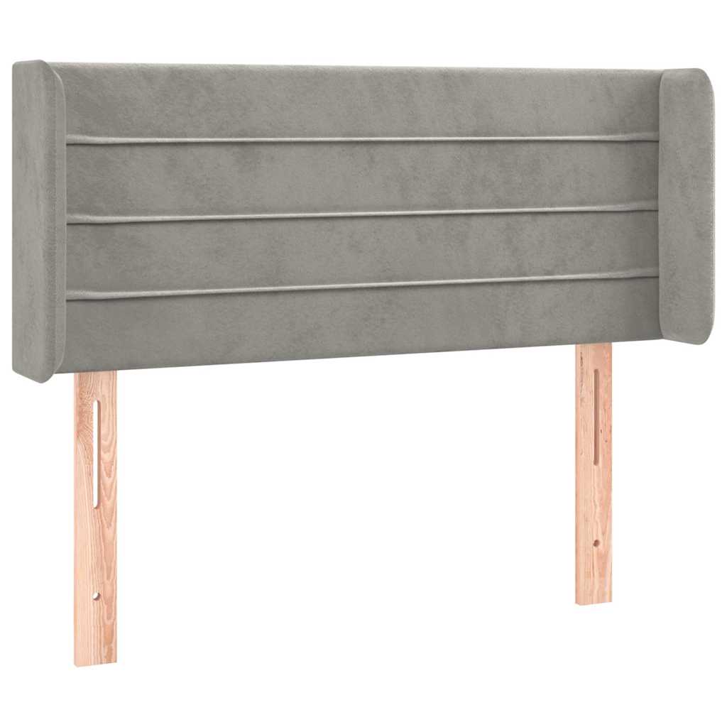 vidaXL Hoofdbord met randen 83x16x78/88 cm fluweel lichtgrijs grijs, foto 3