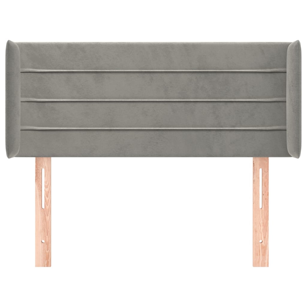 vidaXL Hoofdbord met randen 93x16x78/88 cm fluweel lichtgrijs afbeelding
