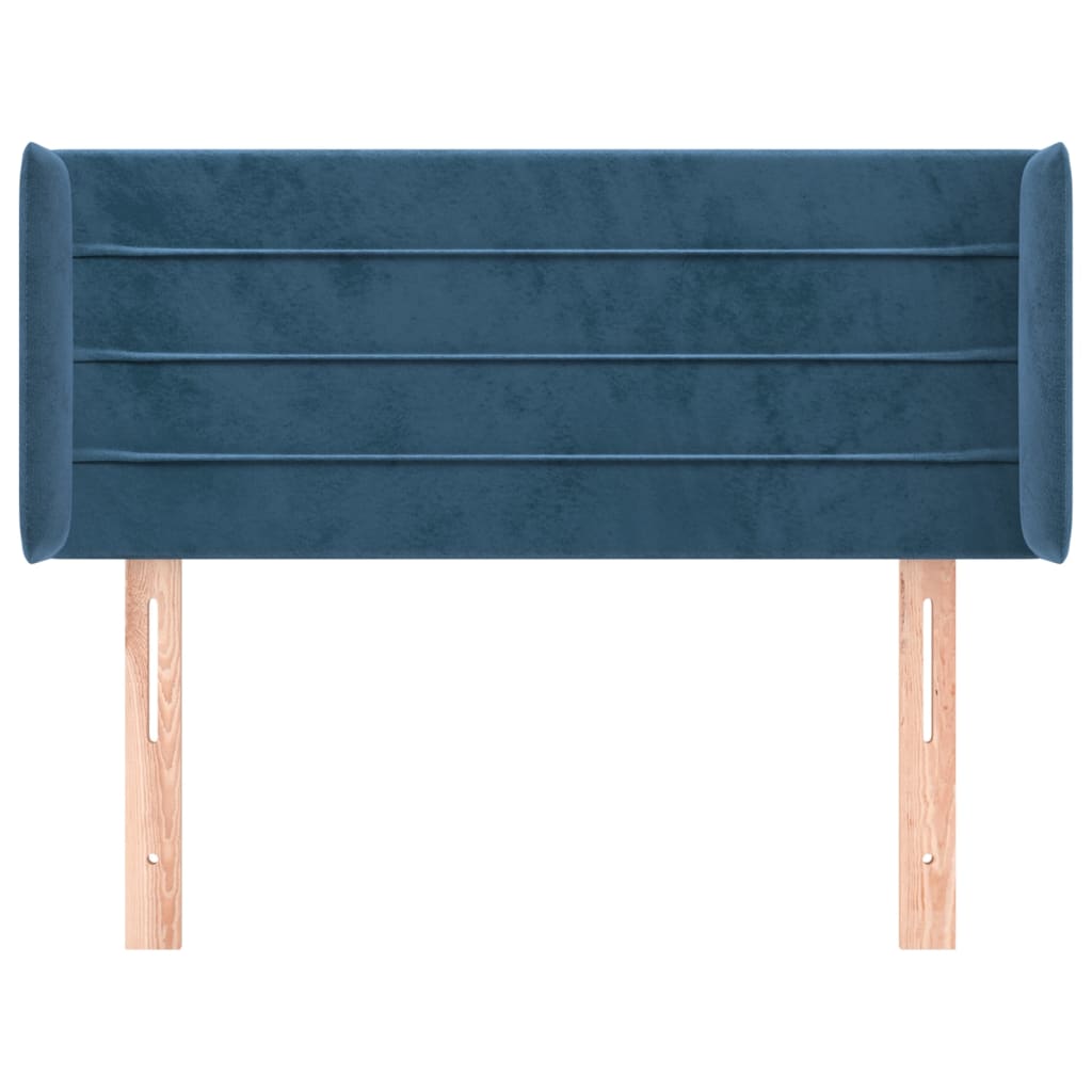 vidaXL Hoofdbord met randen 93x16x78/88 cm fluweel donkerblauw afbeelding