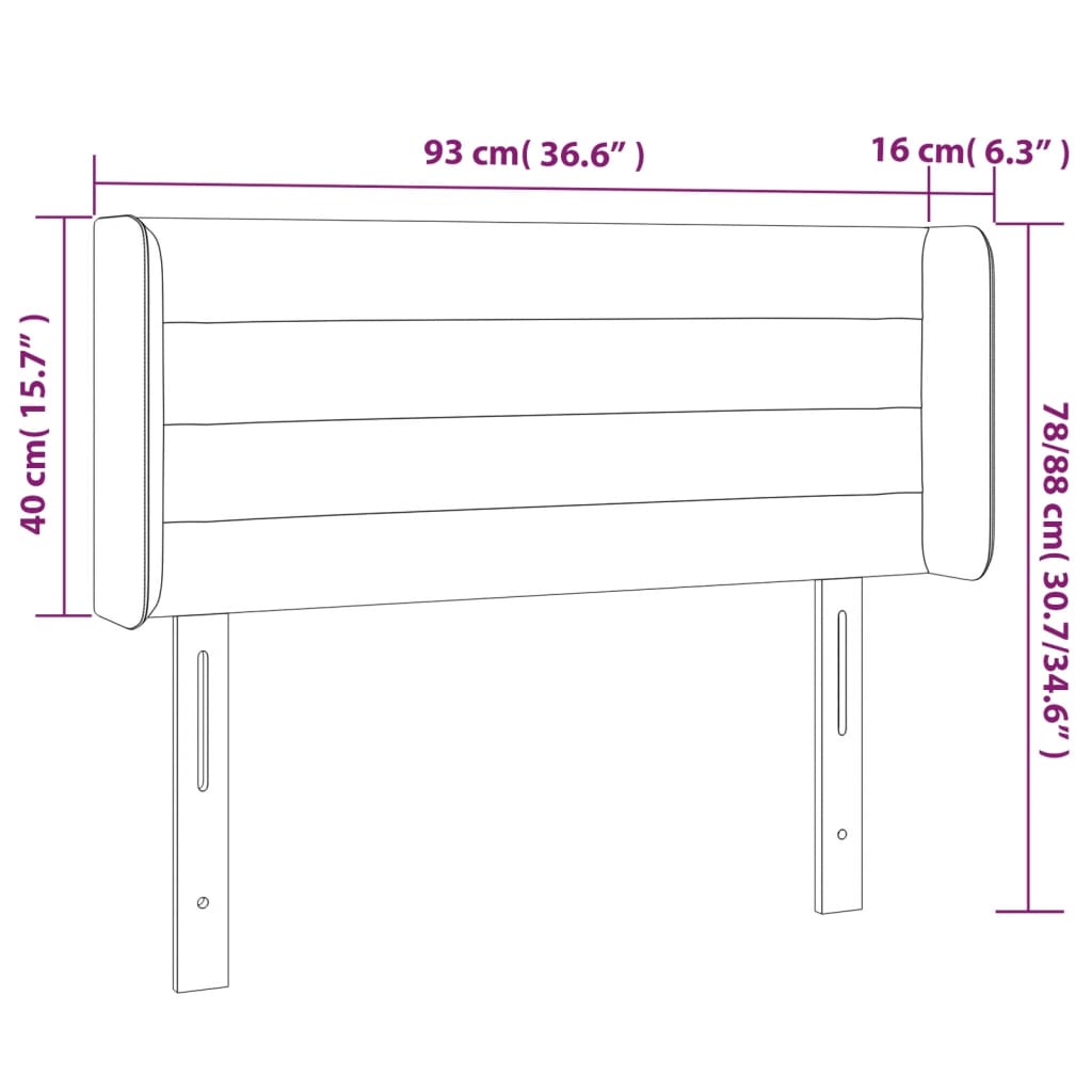 sötétkék bársony fejtámla 93x16x78/88 cm