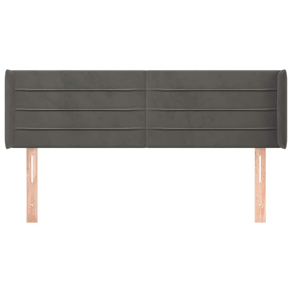 vidaXL Hoofdbord met randen 147x16x78/88 cm fluweel donkergrijs grijs, foto 2